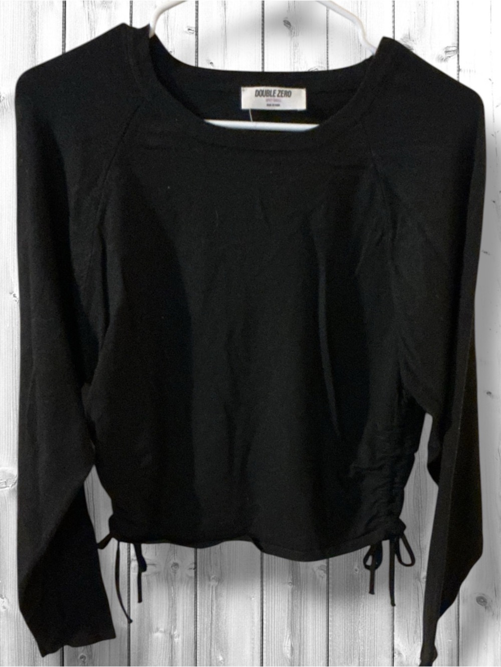 🌷Double Zero Black Drawstring Crop Sweater